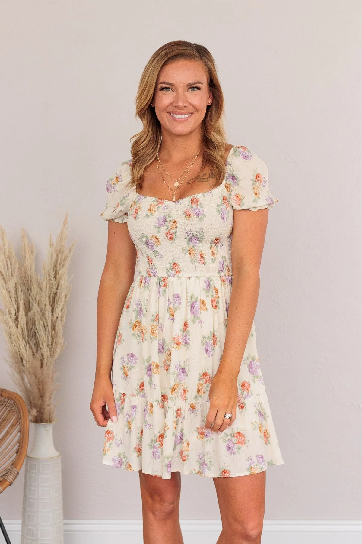 Get Some Sweet Loving Floral Dress- Natural