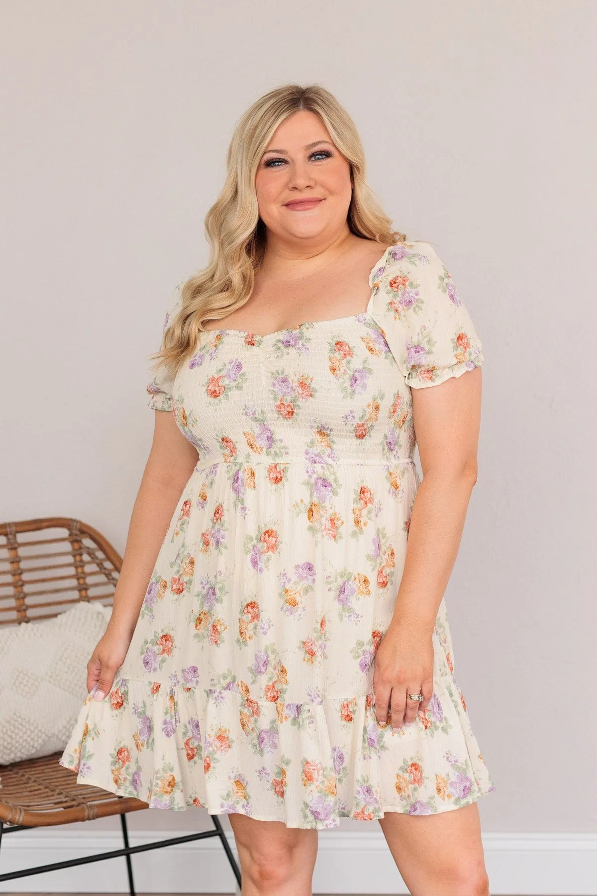 Get Some Sweet Loving Floral Dress- Natural