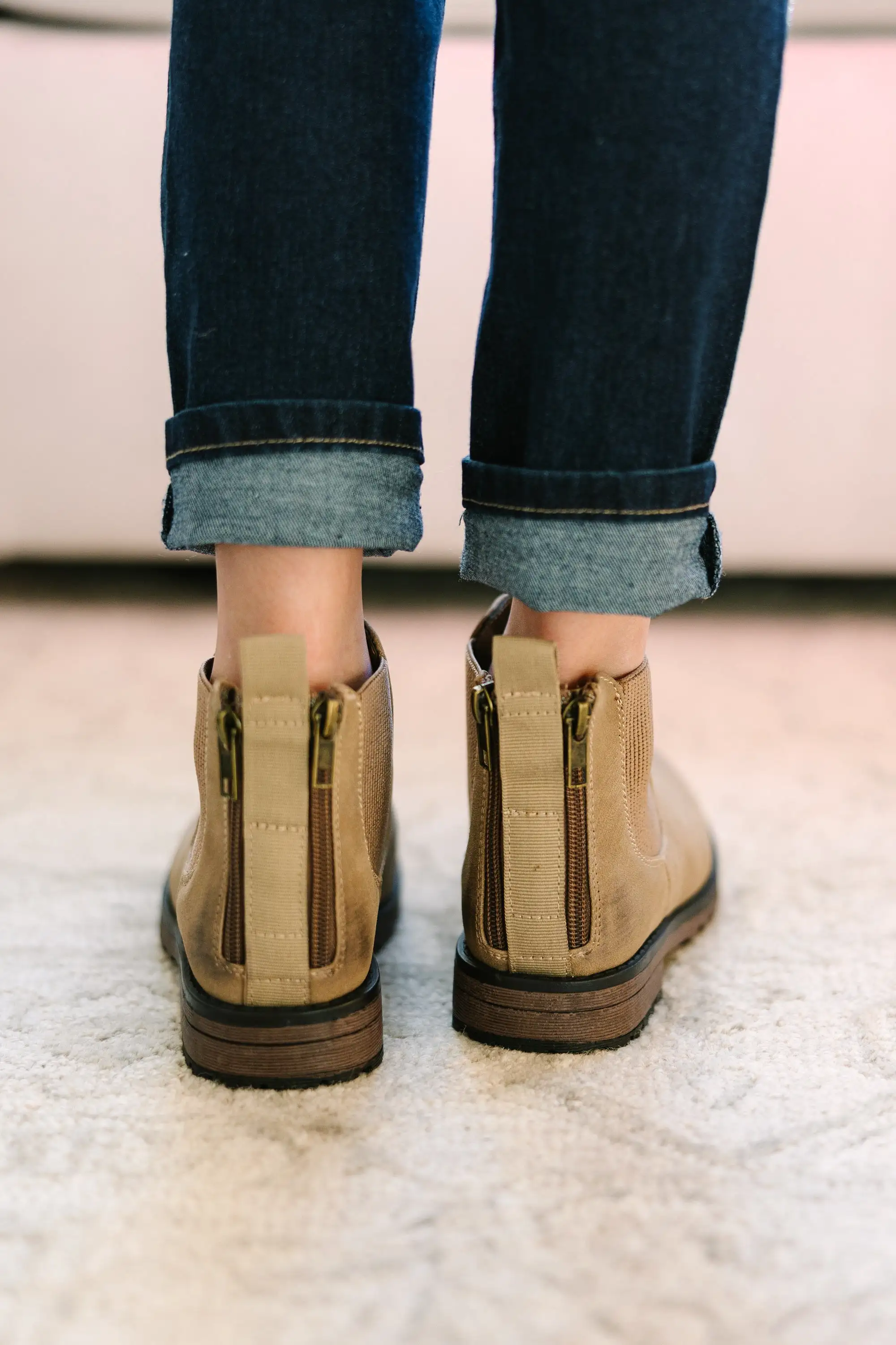 Girls: On The Right Track Taupe Booties