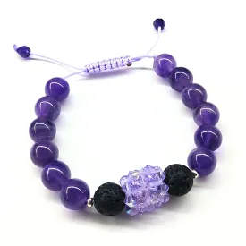 Glamorous Amethyst Gemstone Lava Rock Bracelet