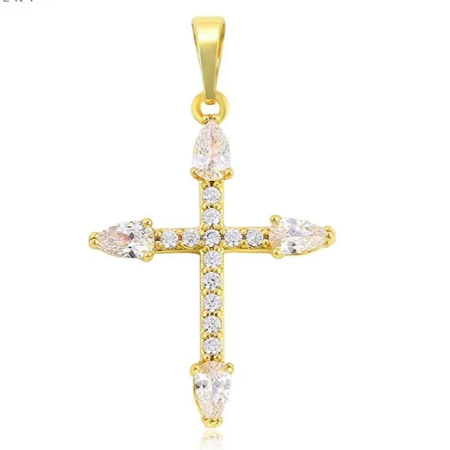 Gold Cross Necklace, 14k Gold Plated