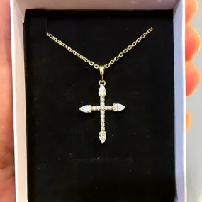 Gold Cross Necklace, 14k Gold Plated