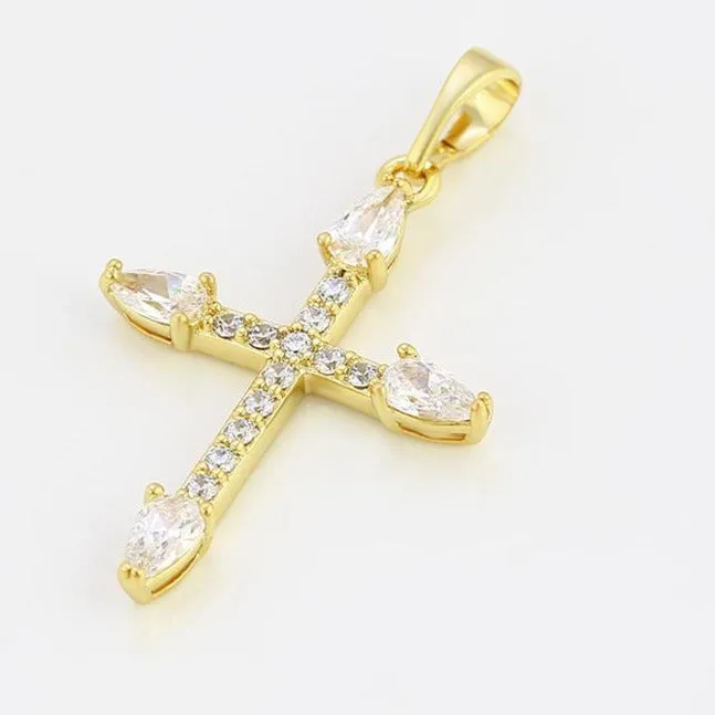 Gold Cross Necklace, 14k Gold Plated