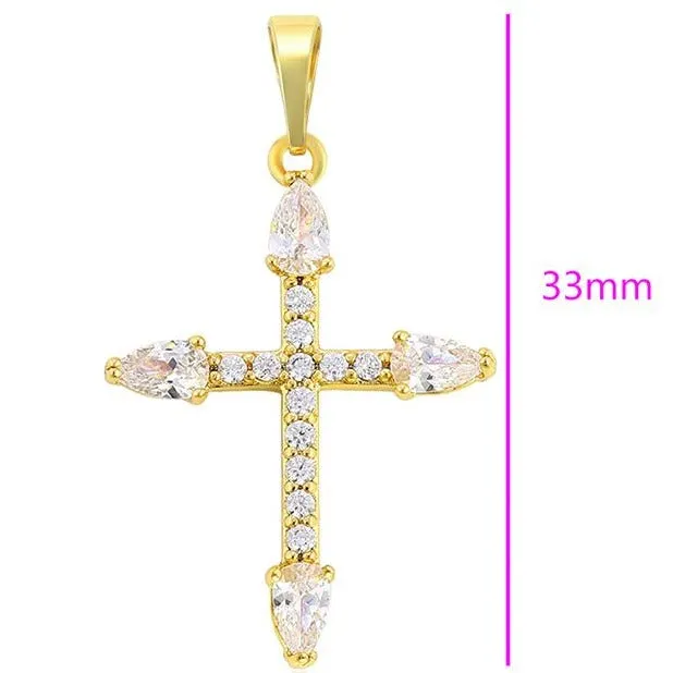 Gold Cross Necklace, 14k Gold Plated