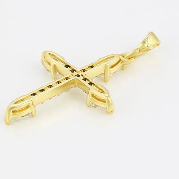 Gold Cross Necklace, 14k Gold Plated