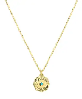 Gorjana Birthstone Coin Necklace - Turquoise/Gold