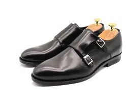 Haste Men's Calf Leather Double Monk Strap Shoes - Black