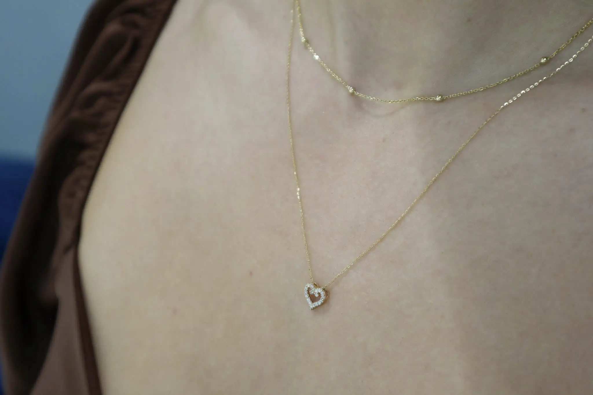 Icicles 10k Gold Diamond Heart Necklace