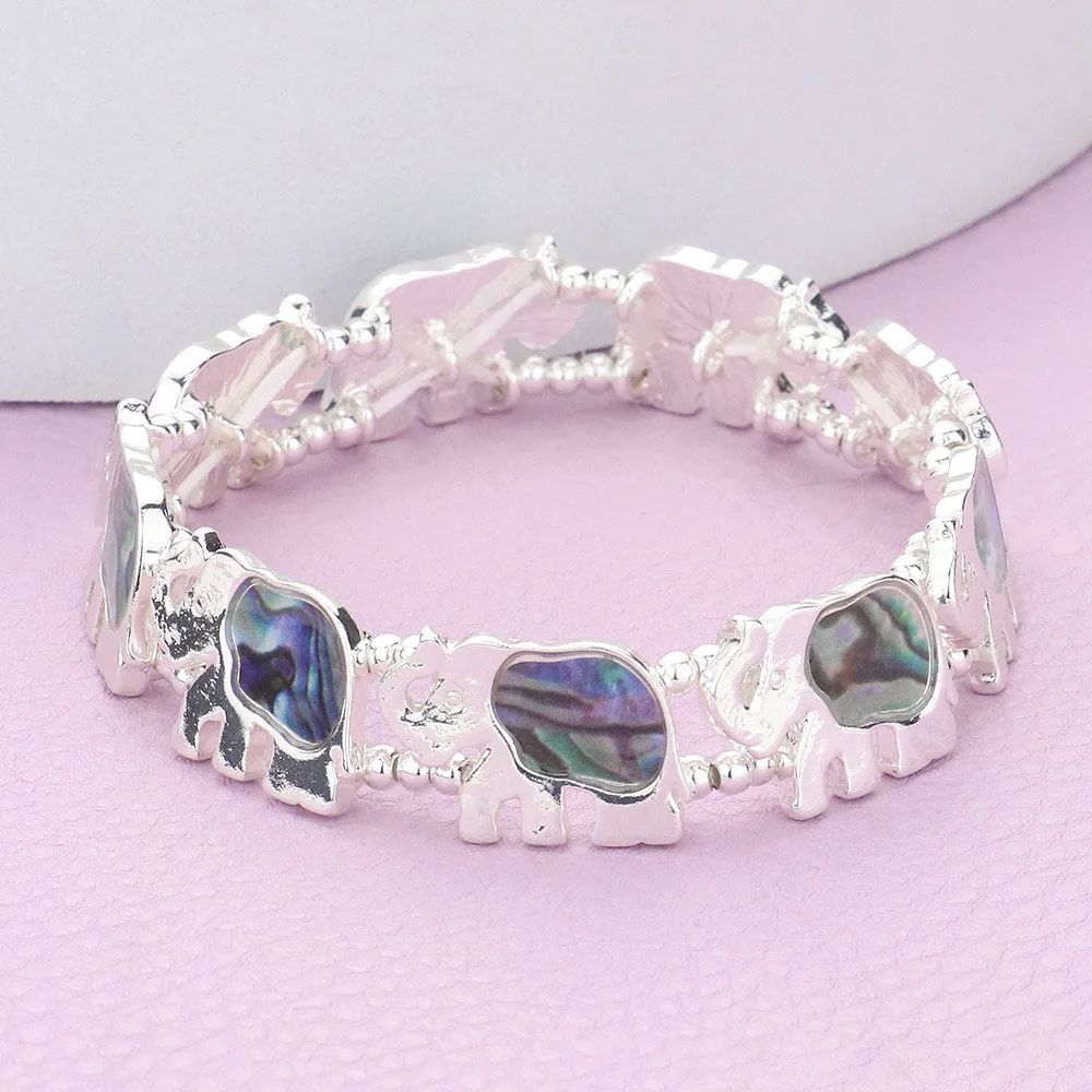 iLLASPARKZ Abalone Elephant Stretch Bracelet