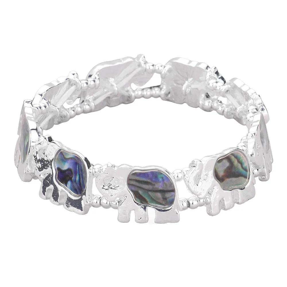 iLLASPARKZ Abalone Elephant Stretch Bracelet