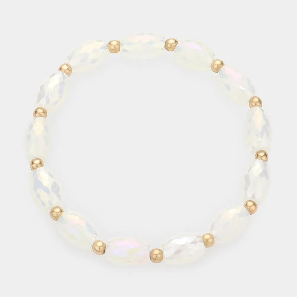 iLLASPARKZ Faceted Oval Beaded Stretch Bracelet