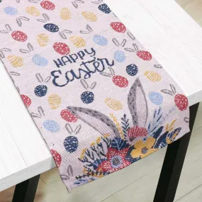 iLLASPARKZ HAPPY EASTER Message Bunny Flower Table Runner