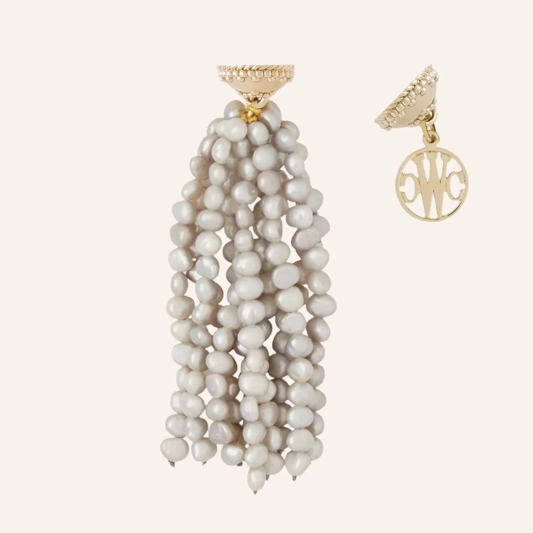 Irregular Dyed Grey Pearl Tassel