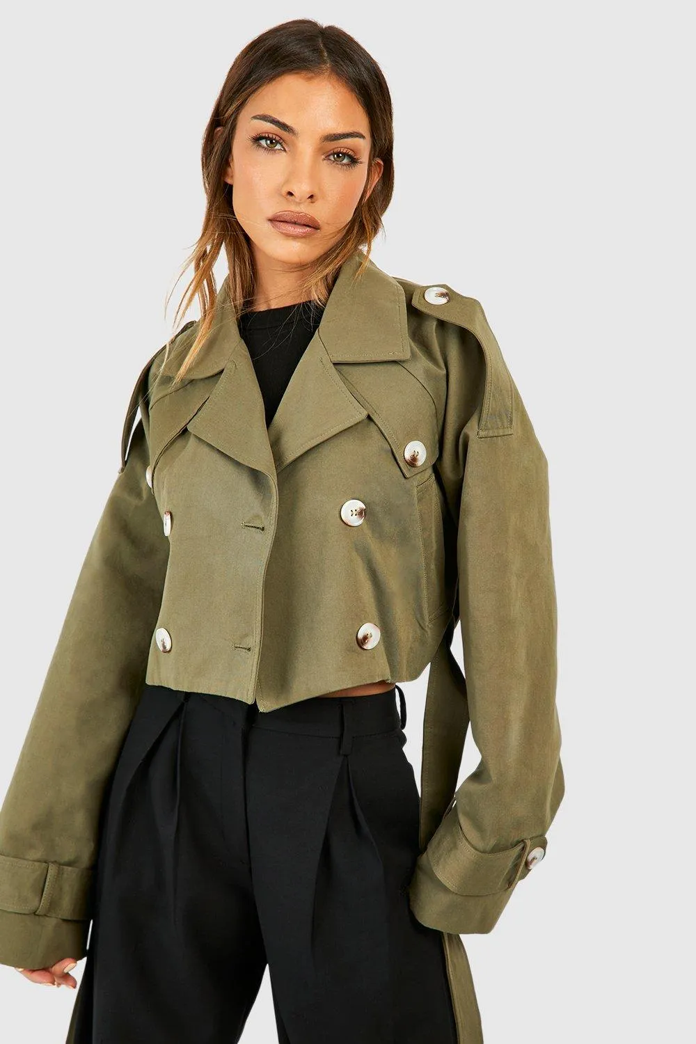 Jackets & Coats | Crop Belted Trench Coat | boohoo