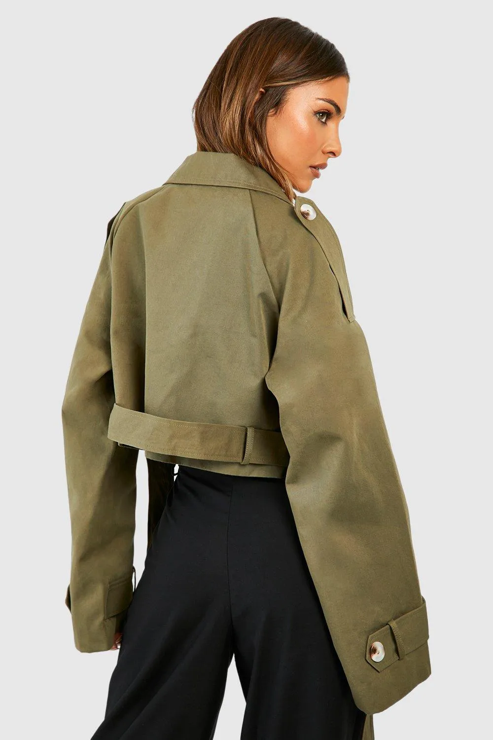 Jackets & Coats | Crop Belted Trench Coat | boohoo