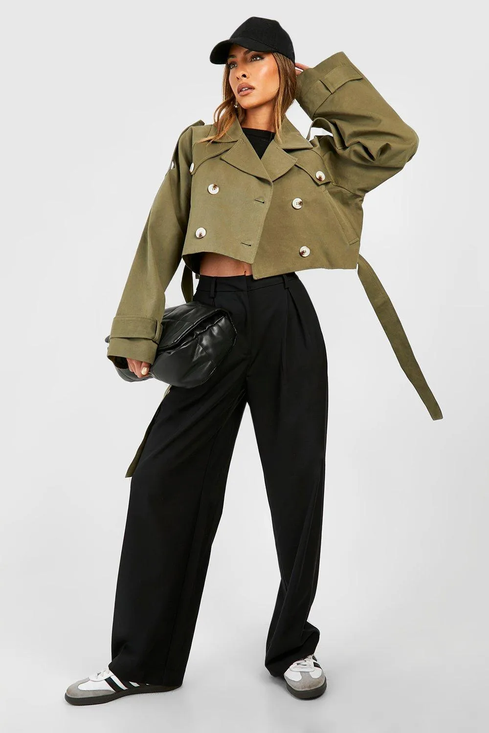 Jackets & Coats | Crop Belted Trench Coat | boohoo