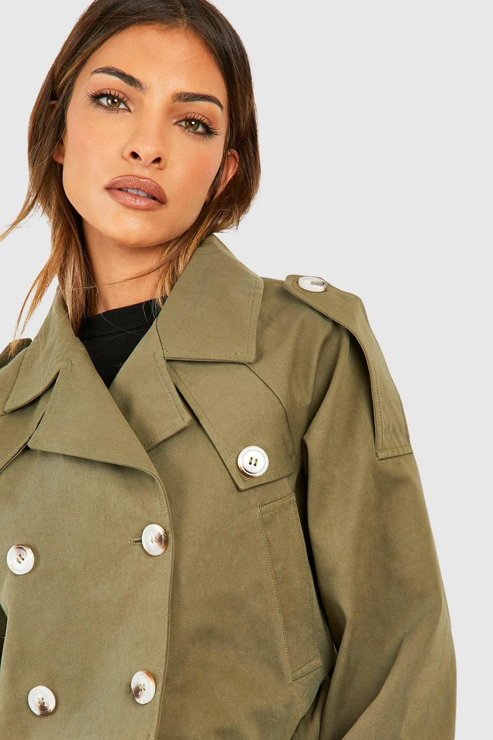 Jackets & Coats | Crop Belted Trench Coat | boohoo