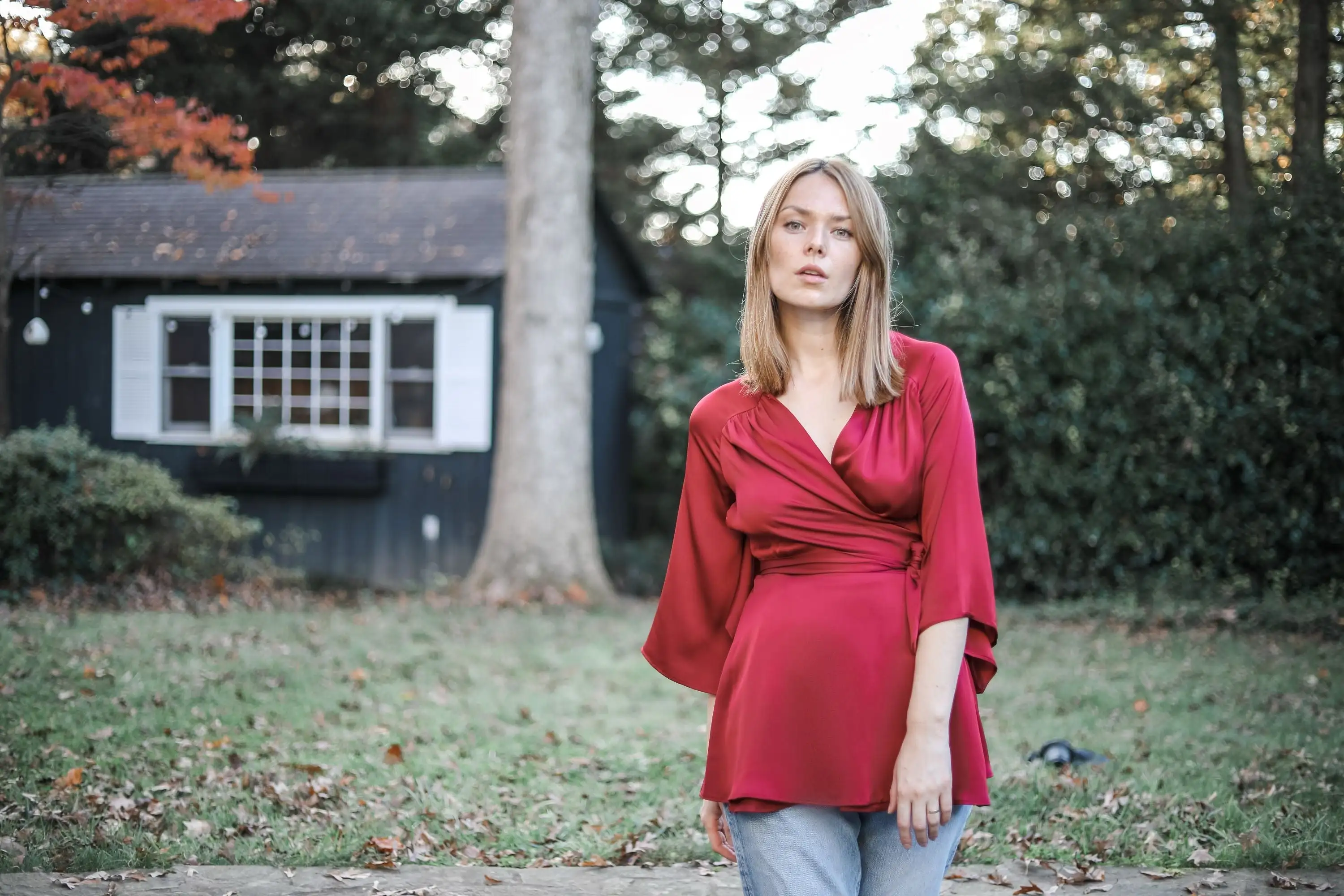 Juno Kimono Top / Scarlet Red Silk