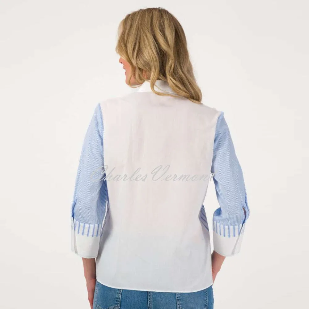 Just White Blouse - Style J2937 (Pale Blue / White)