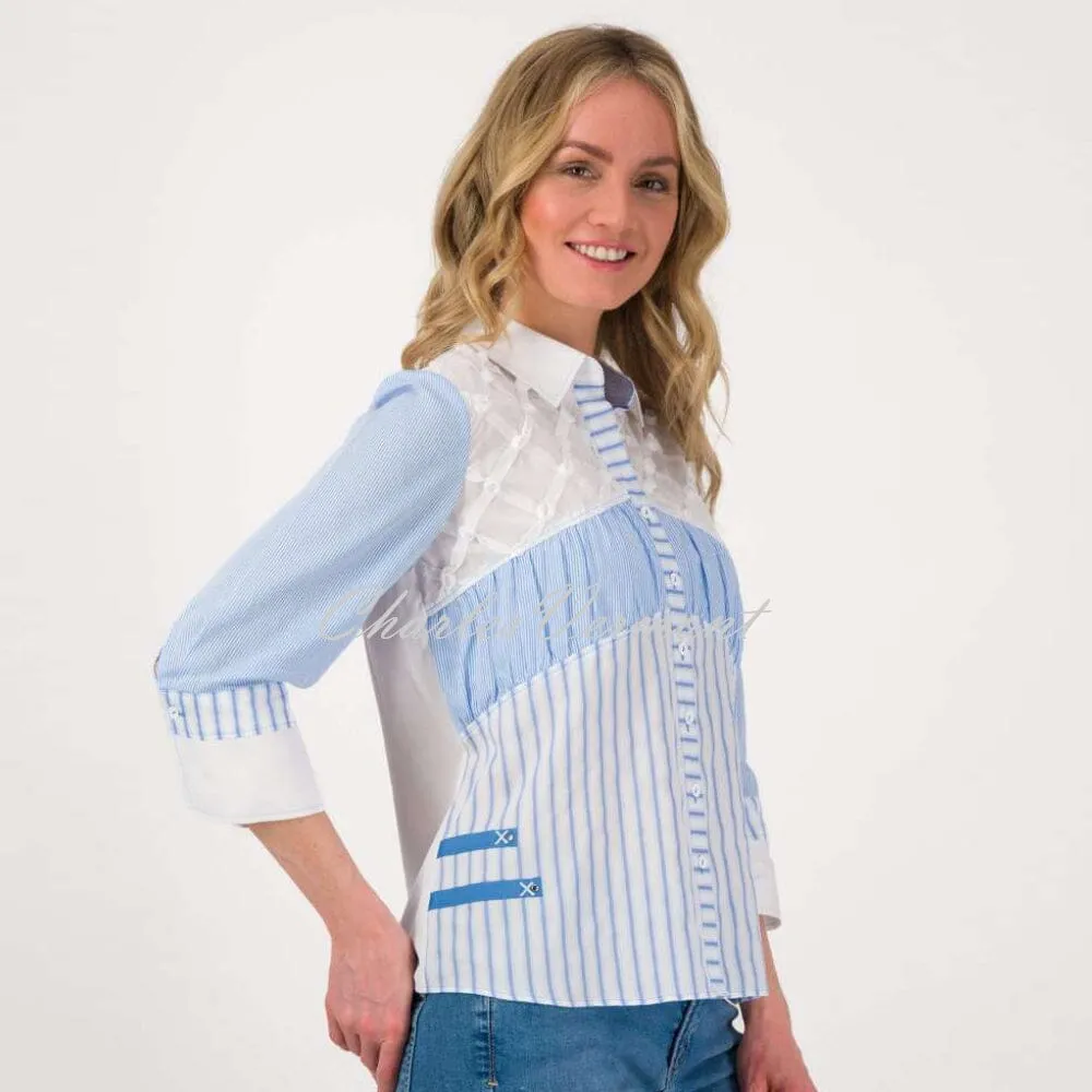 Just White Blouse - Style J2937 (Pale Blue / White)