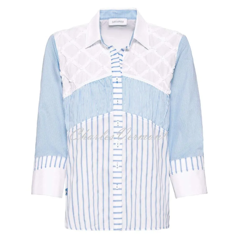 Just White Blouse - Style J2937 (Pale Blue / White)