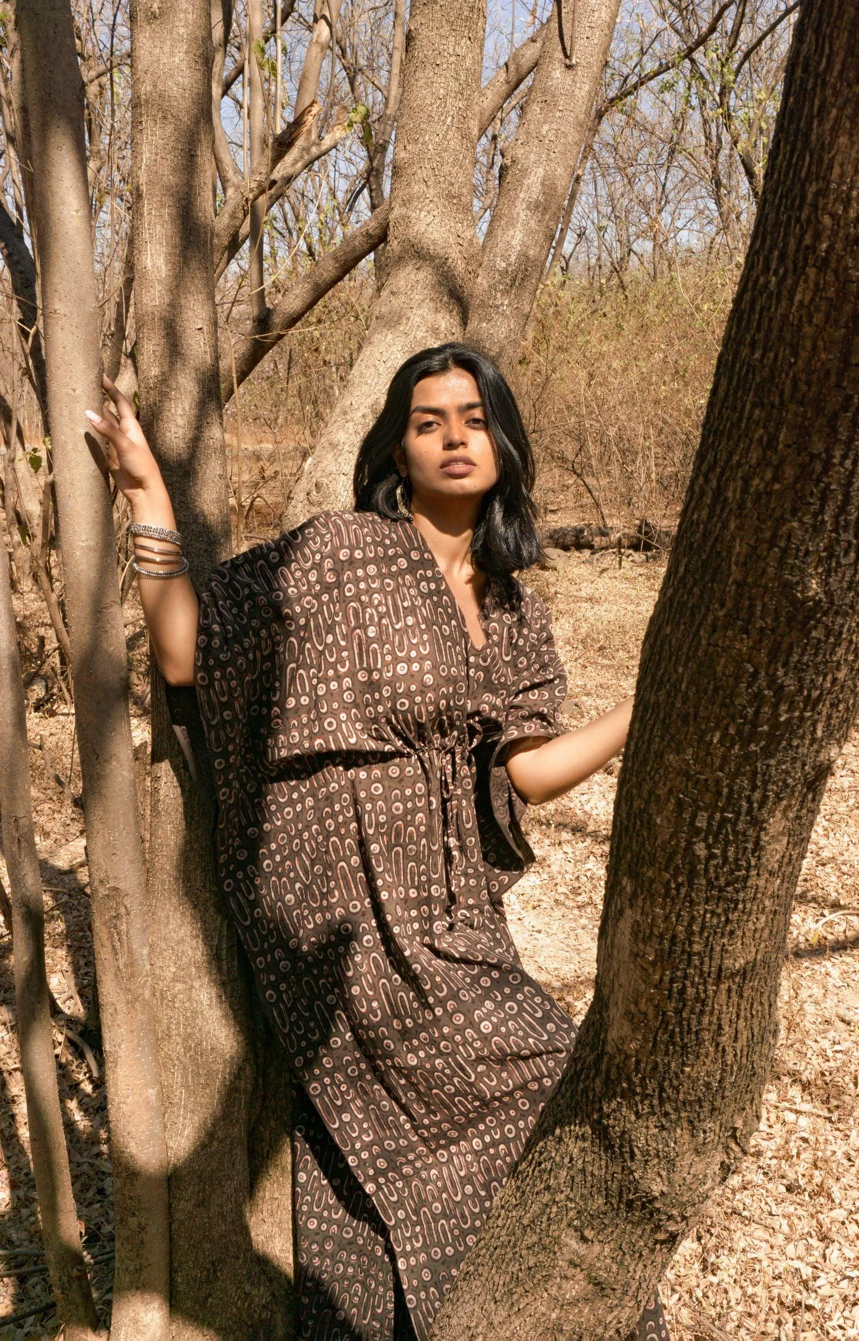 Kaisori Mulmul Kashish natural dyed block printed Kaftan