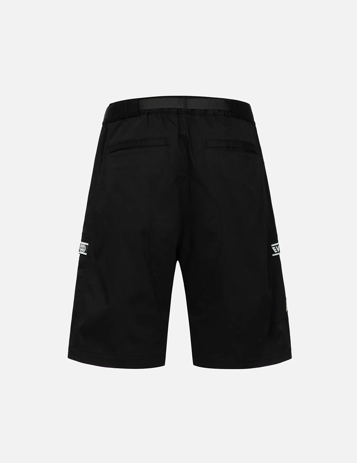 Kamon and Logo Embroidery Belted Cargo Shorts