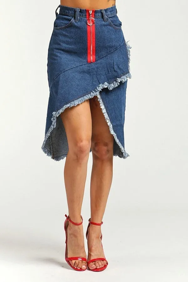 Ladies Asymmetrical Denim Skirt