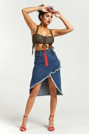 Ladies Asymmetrical Denim Skirt