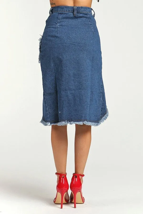 Ladies Asymmetrical Denim Skirt