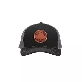 Leather Patch Cap Round :: Black + Charcoal