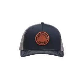 Leather Patch Cap Round :: Navy + Charcoal