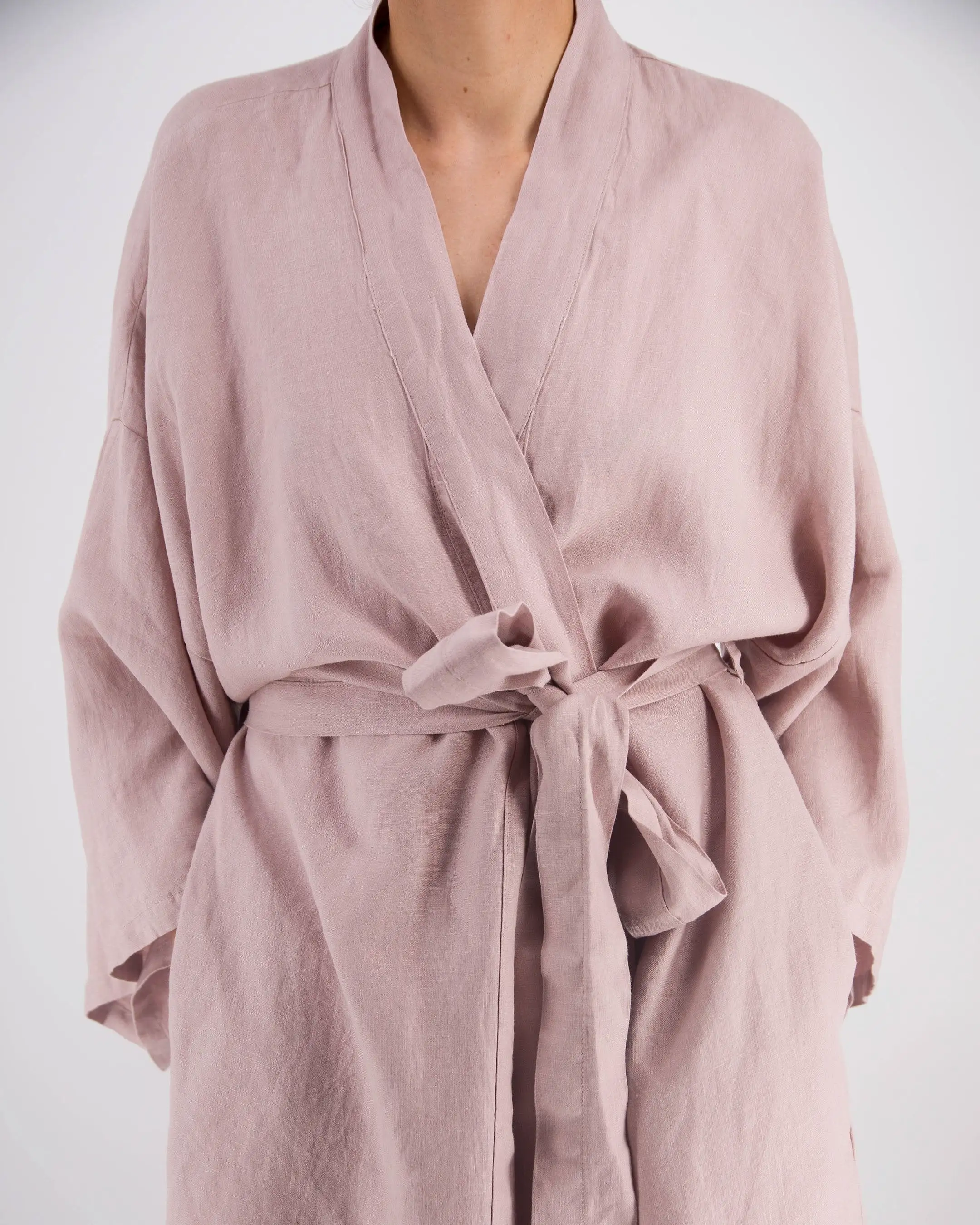 Leia Mid-Length French Linen Robe