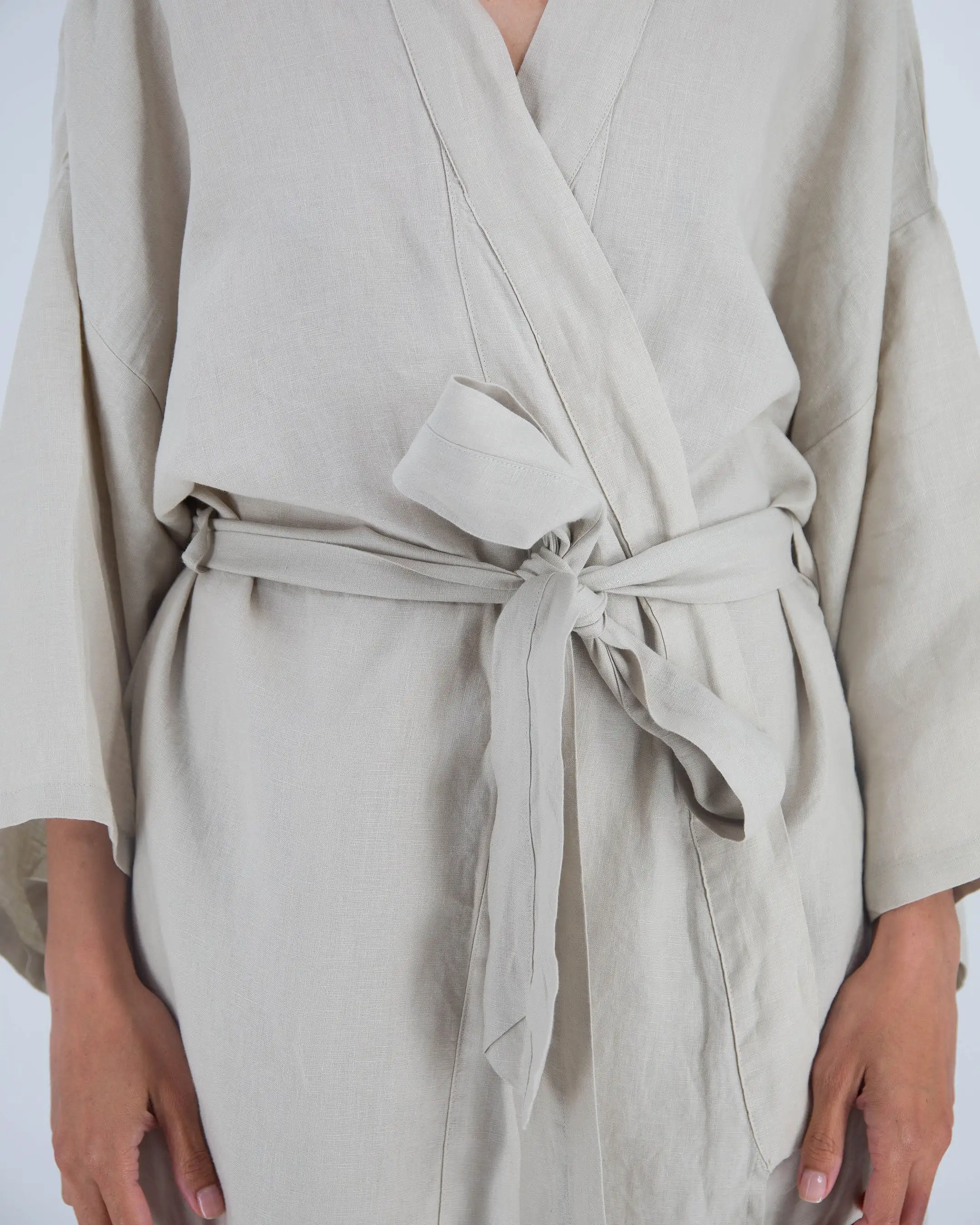 Leia Mid-Length French Linen Robe