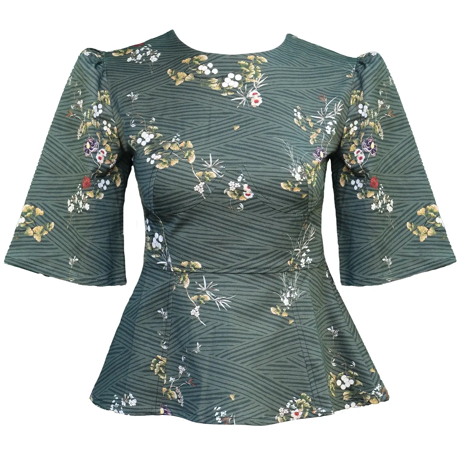 Lisa Top / Olive Floral Cotton