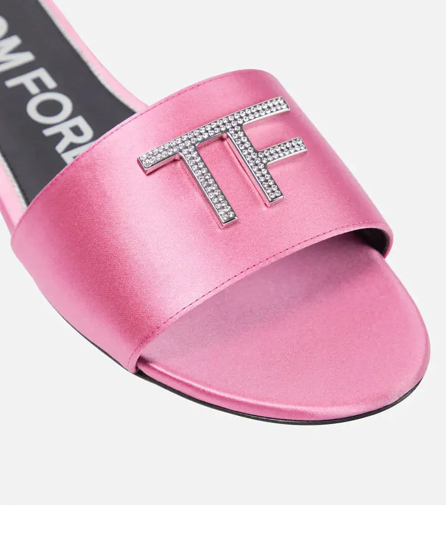 Logo Satin Slides in Rosebloom