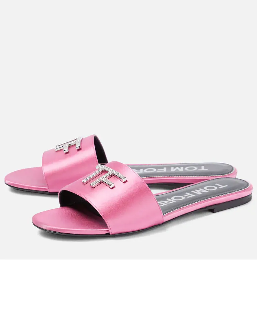 Logo Satin Slides in Rosebloom