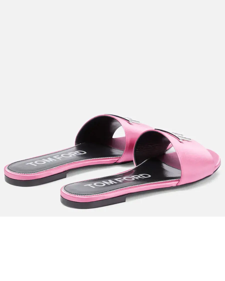 Logo Satin Slides in Rosebloom