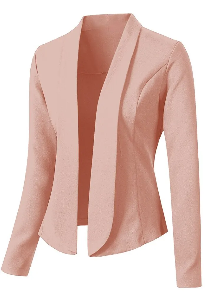 Long Sleeve Suit Cardigan Jacket Solid Color Lapel Slim Women Blazer Women Coats