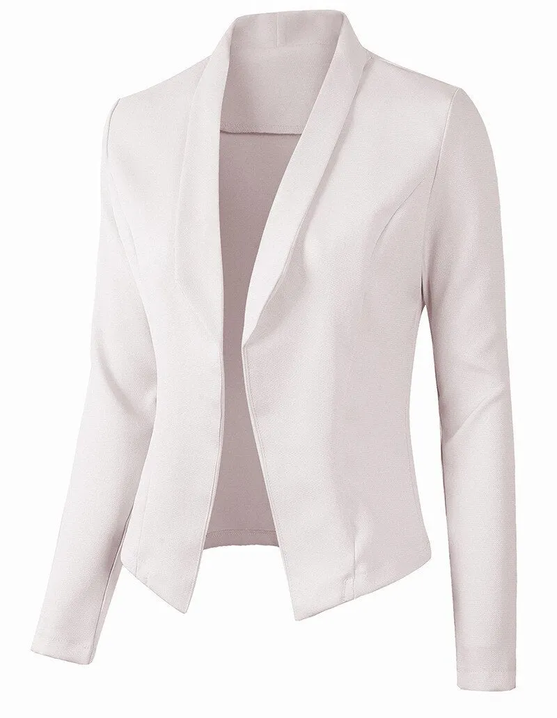 Long Sleeve Suit Cardigan Jacket Solid Color Lapel Slim Women Blazer Women Coats