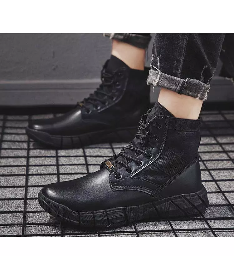 Men Leather Casual Military Winter Shoes