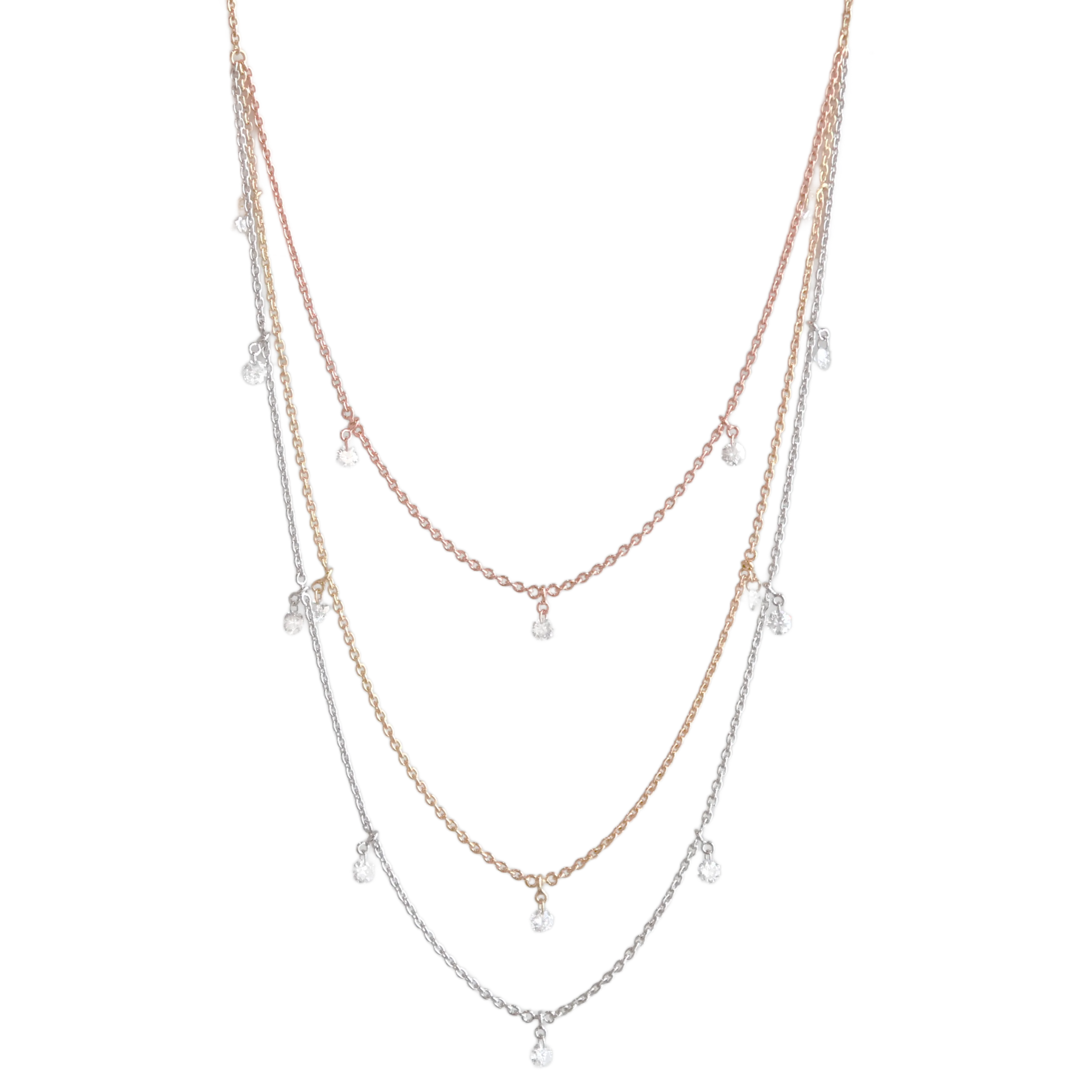 Multi Gold & Small Drilled Diamond Necklace