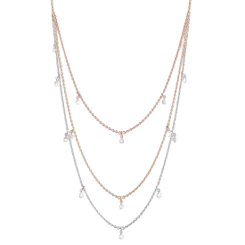 Multi Gold & Small Drilled Diamond Necklace