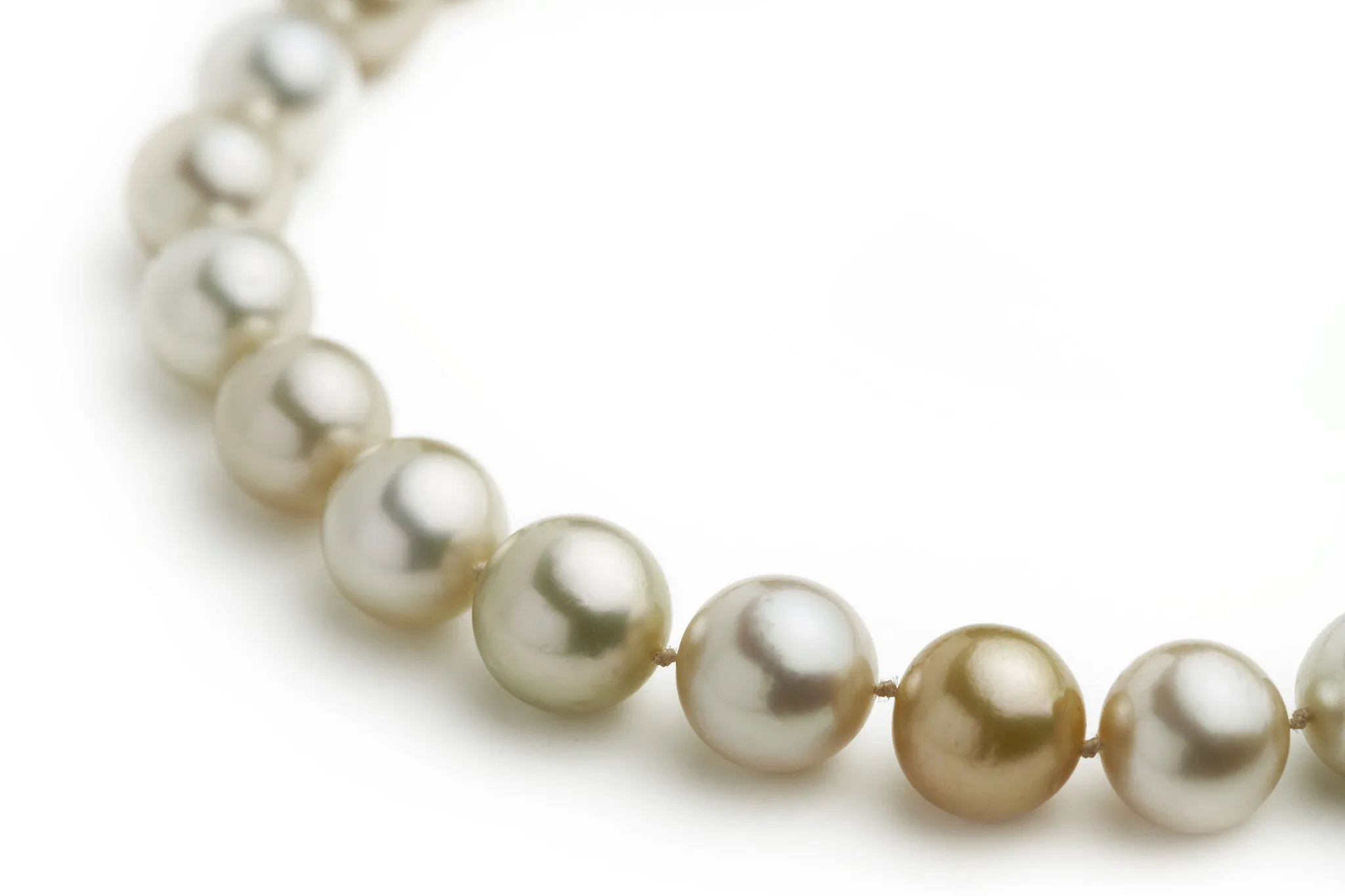 Natural, White, Champagne and Golden South Sea Pearls Necklace