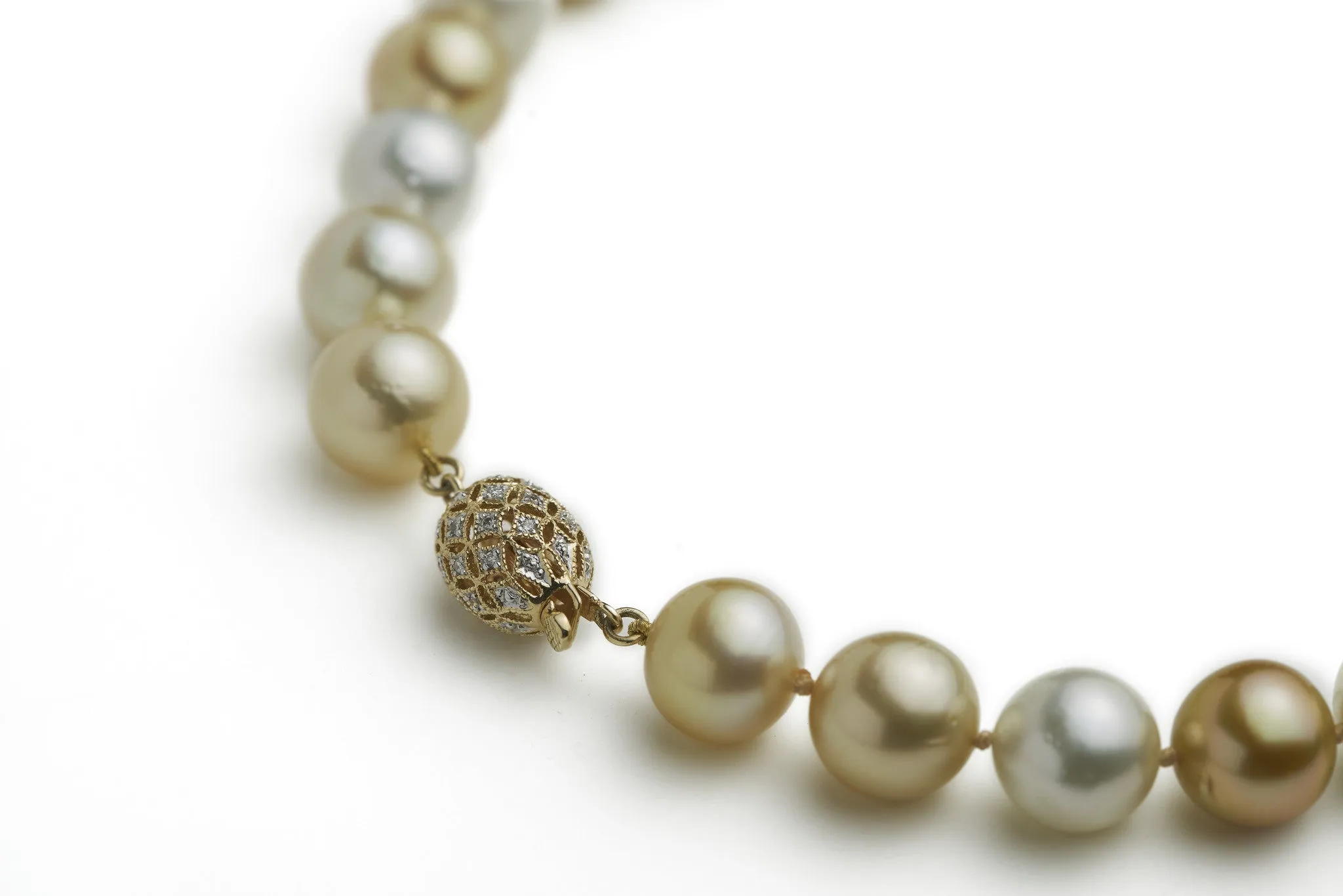 Natural, White, Champagne and Golden South Sea Pearls Necklace