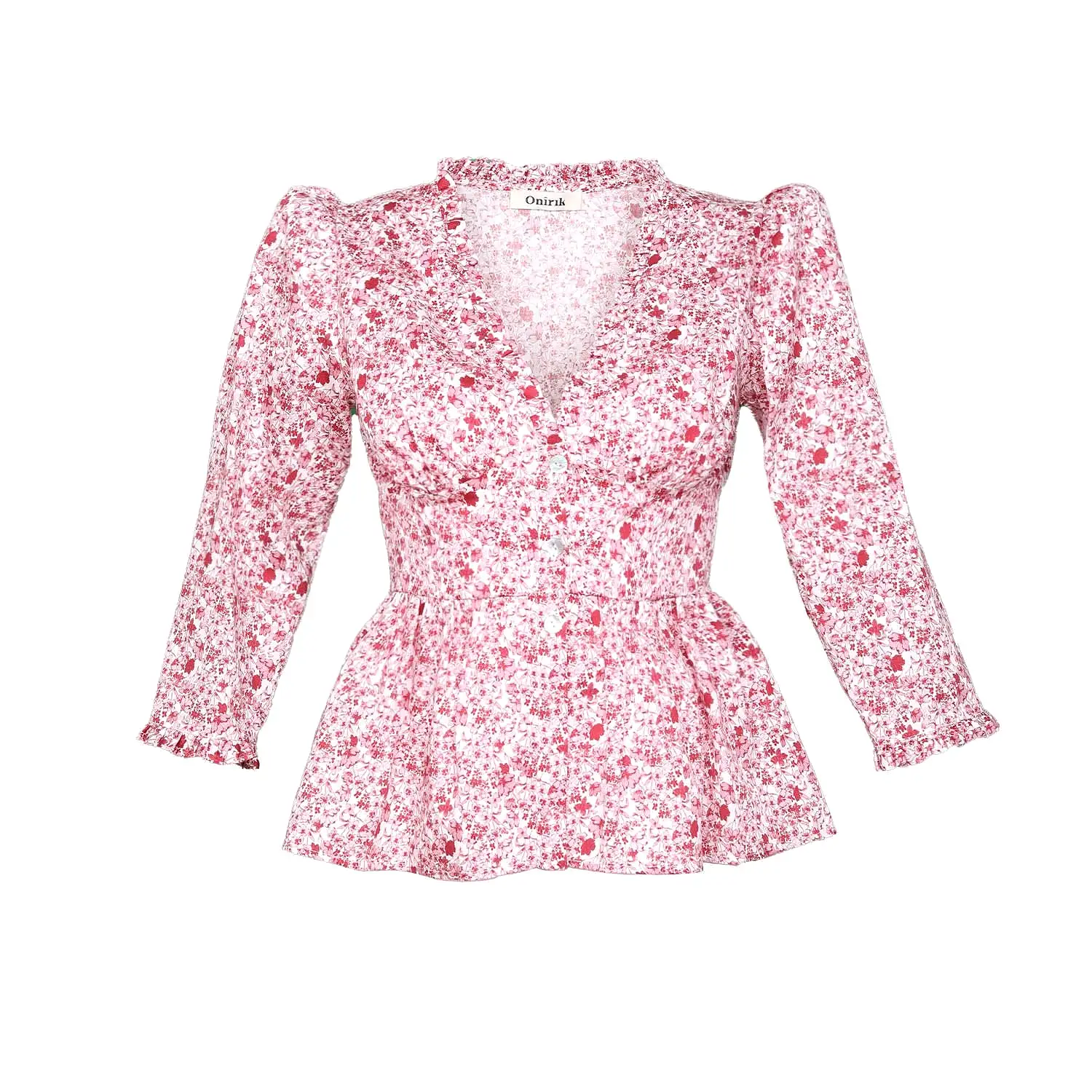 Nia Top / Pink + Milkly White Cotton Floral With Ruffle