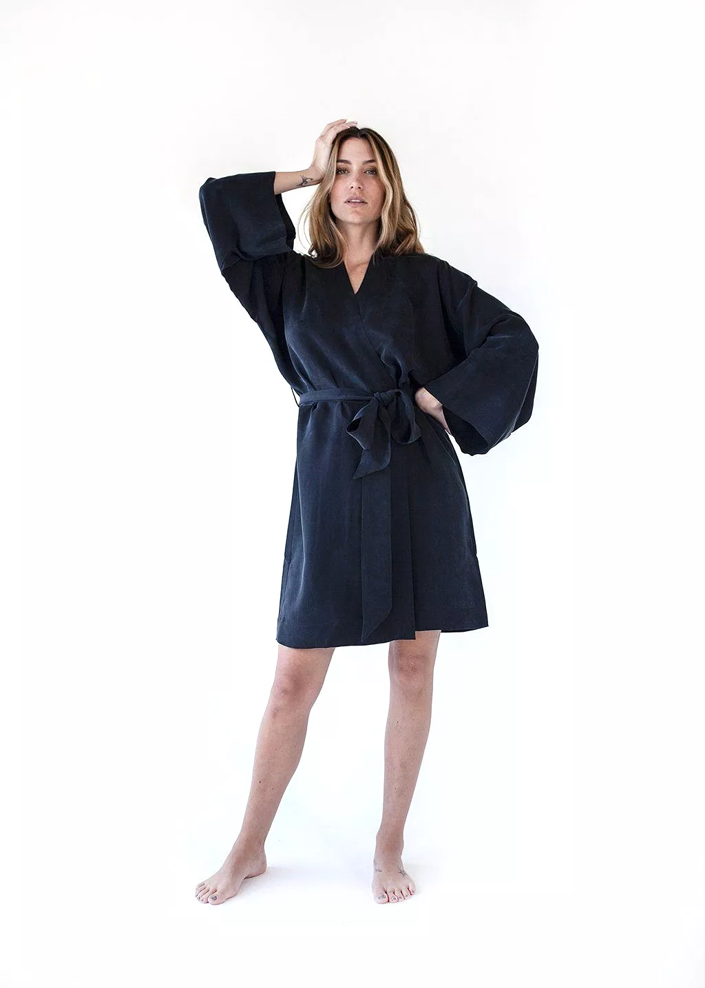 Noir Mini Kimono Robe