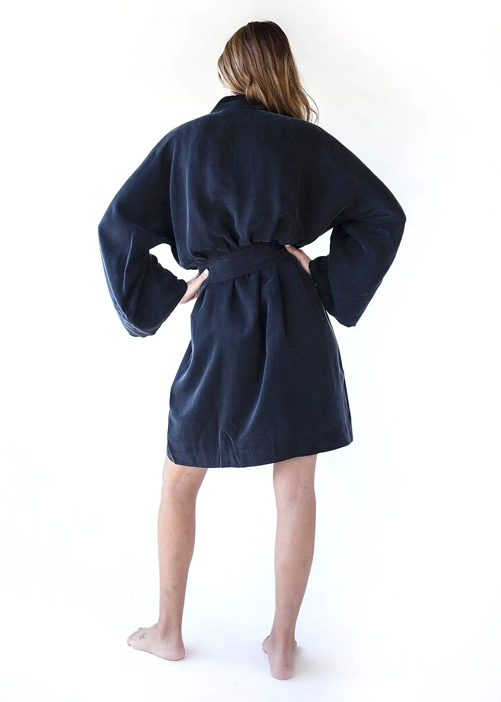 Noir Mini Kimono Robe