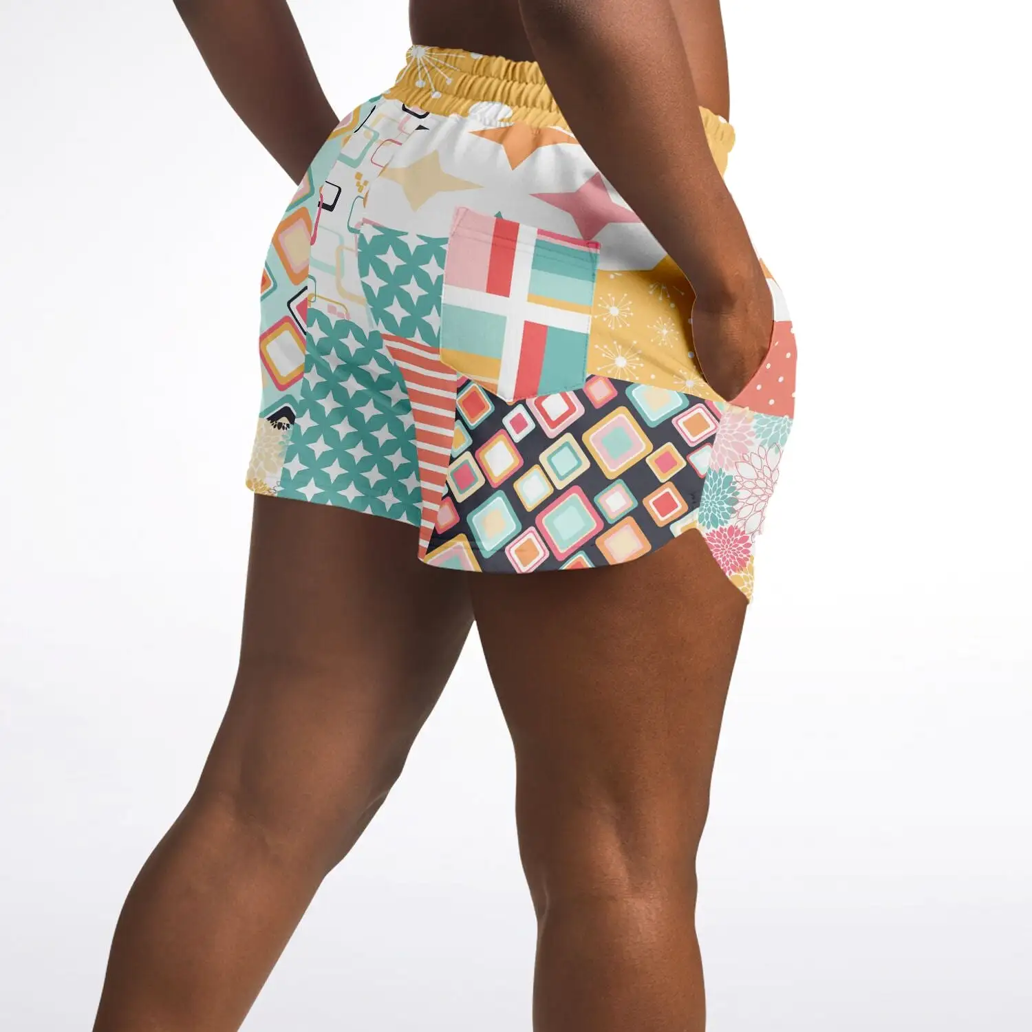 Old Miami Geo Patchwork Running Shorts