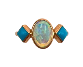 Opal and Turquoise Cocktail Ring- One of a Kind